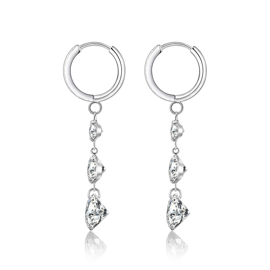 Top-quality Moissanite Luxury And Fashionable Light Luxury Jewelry Silver Stud Earrings S925 Silver Plated Platinum
