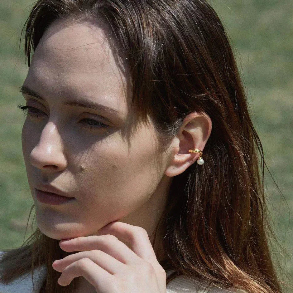 18K Gold Plated Sterling Silver Pearl Drop Earrings