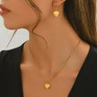 18K Gold Plated Puffy Heart Necklace & Earrings Set