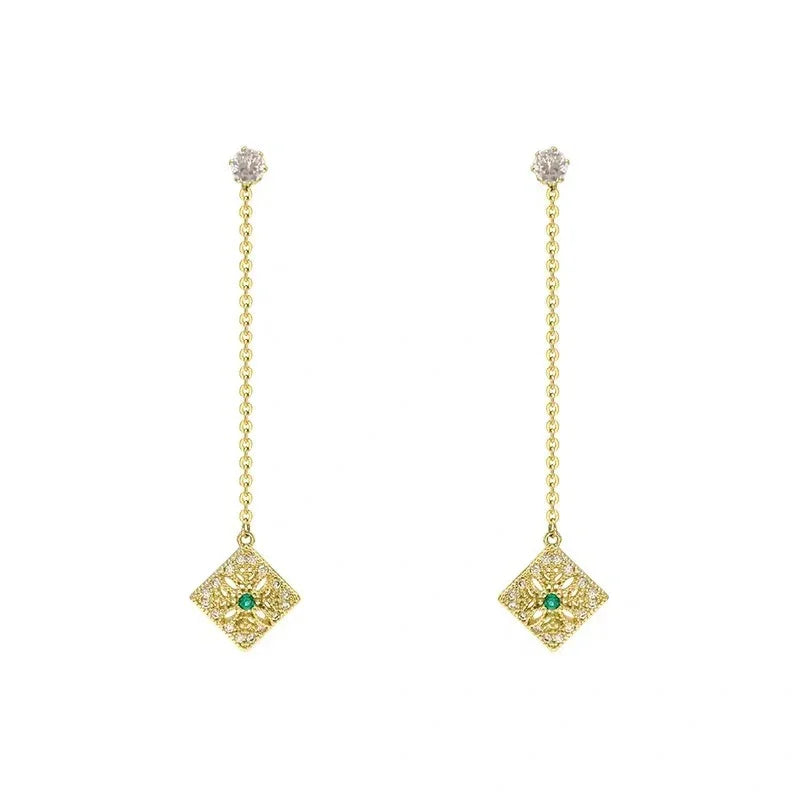 Fringe Earrings Emerald Diamond Earring Earrings