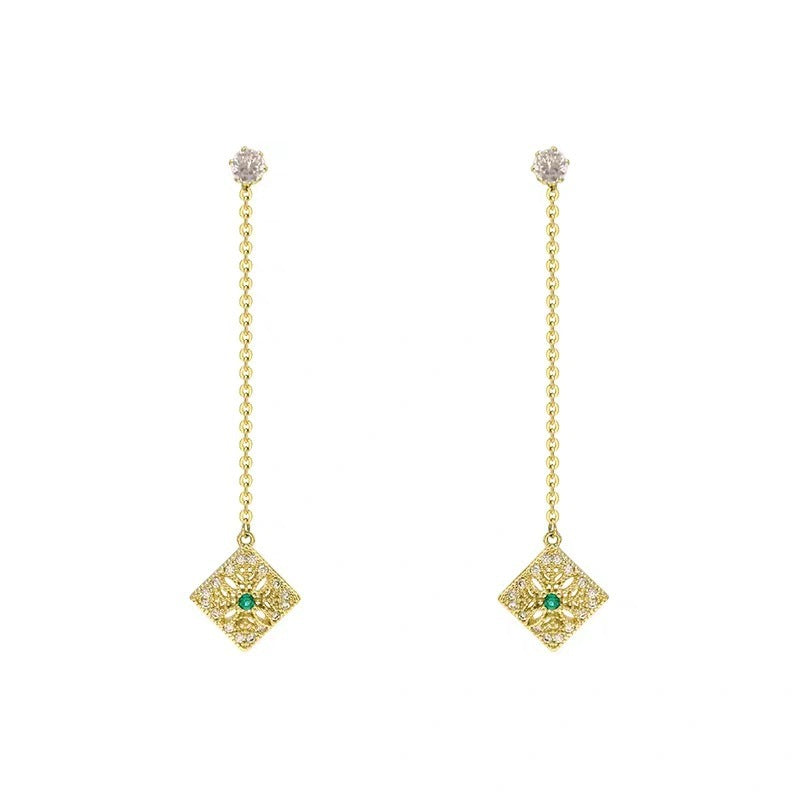 Fringe Earrings Emerald Diamond Earring Earrings