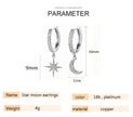 Fashion Star Moon Asymmetric Earrings