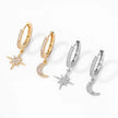 Fashion Star Moon Asymmetric Earrings