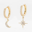 Fashion Star Moon Asymmetric Earrings