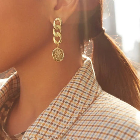 Silver Needle Cold Wind Chain Stud Earrings