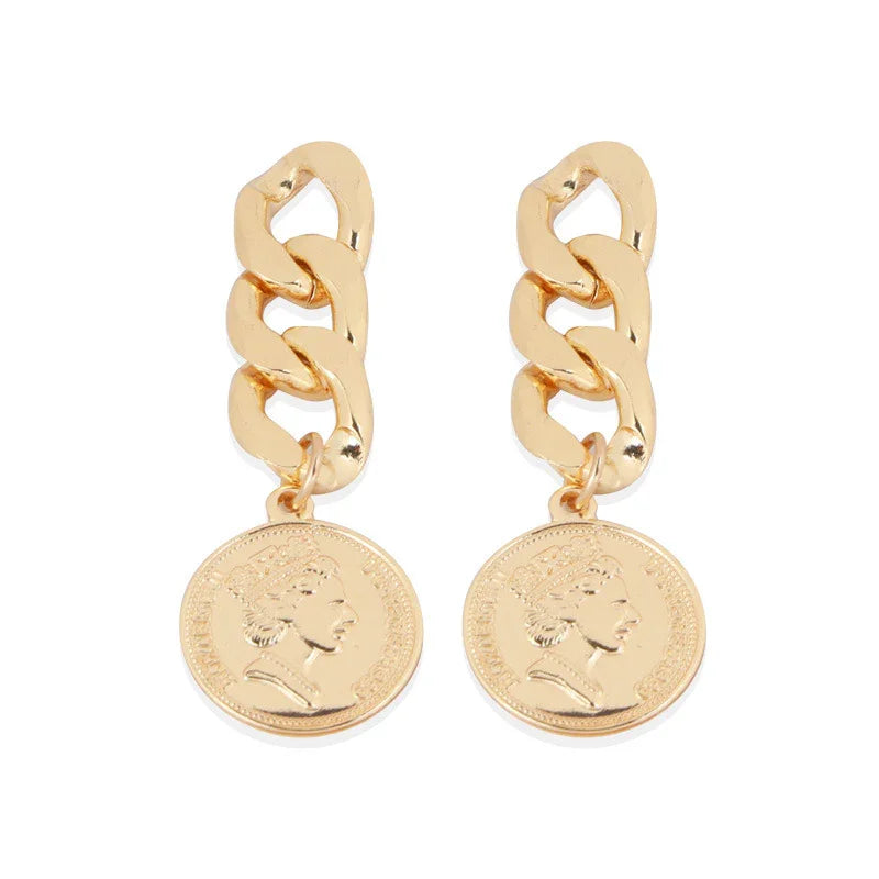 Silver Needle Cold Wind Chain Stud Earrings