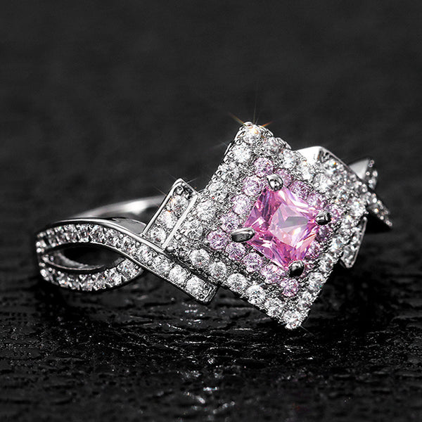 Cross-Wrapped Zircon Diamond Ring
