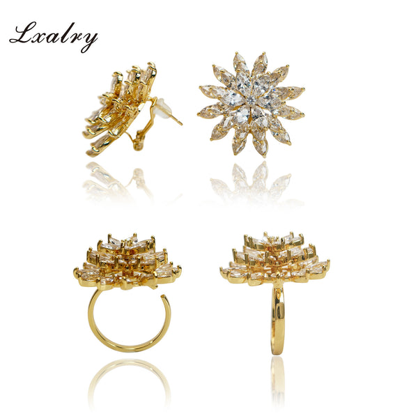 18K Gold Plated Baroque Flower Jewelry Set