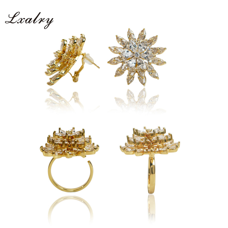 18K Gold Plated Baroque Flower Jewelry Set