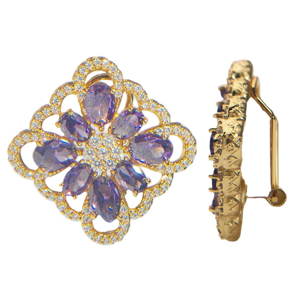 18K Gold Plated Purple Floral Jewelry Set