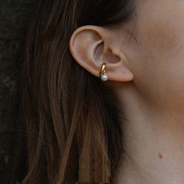 18K Gold Plated Sterling Silver Pearl Drop Earrings