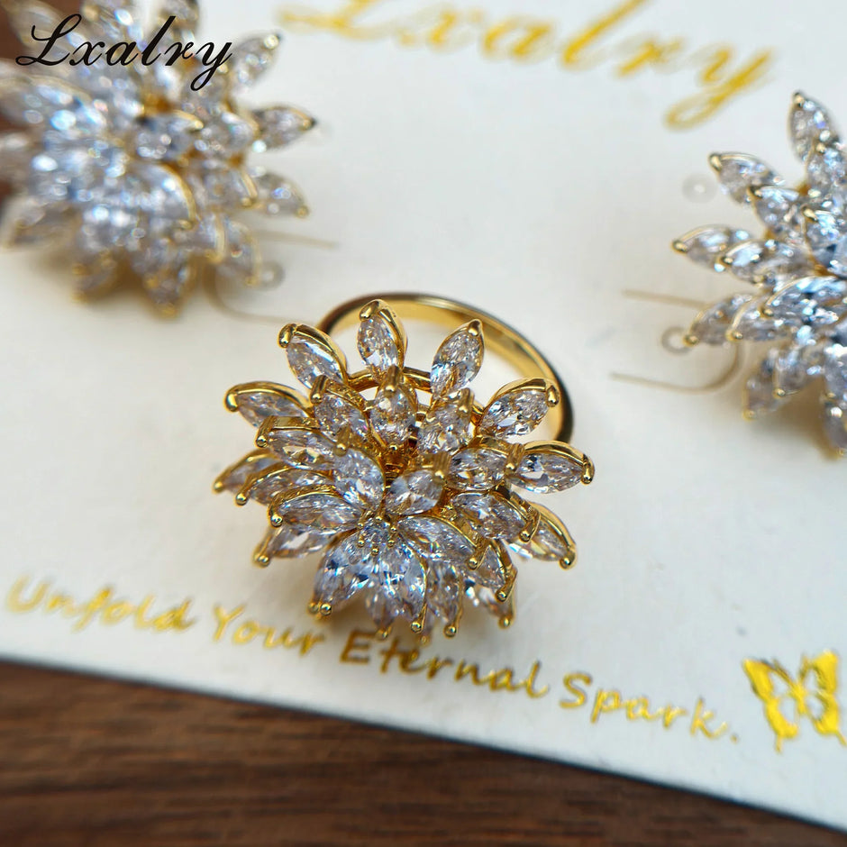 18K Gold Plated Baroque Flower Jewelry Set