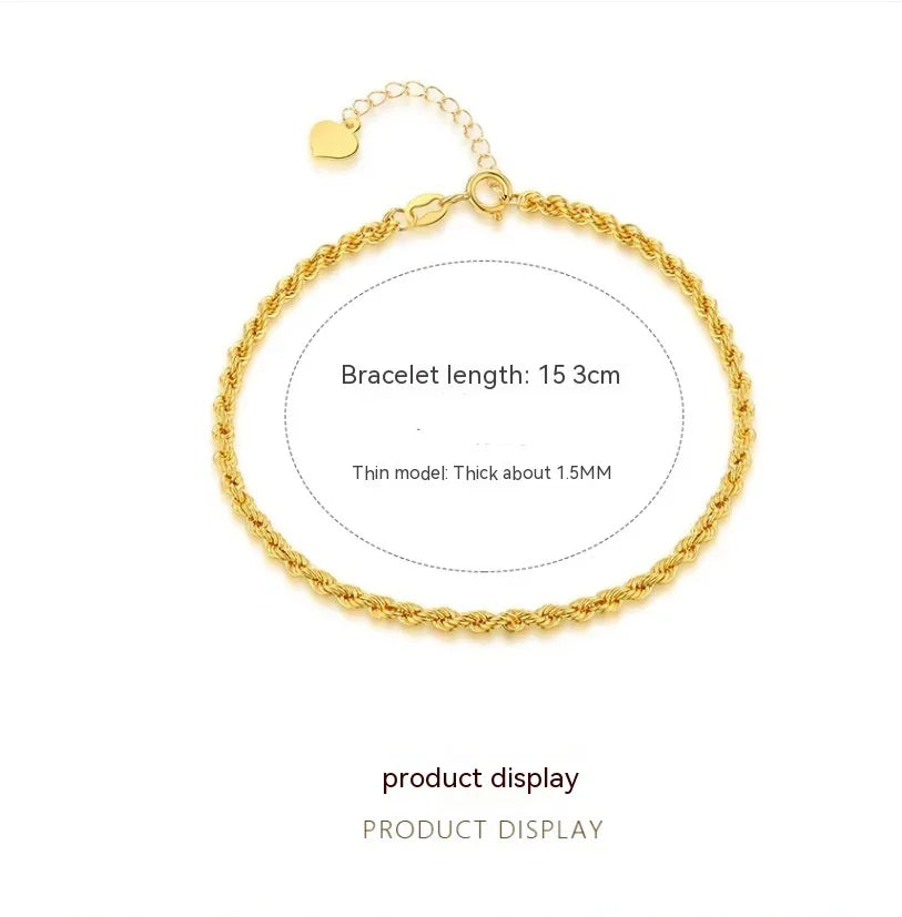 18K Gold Plated Hollow Rope Bracelet