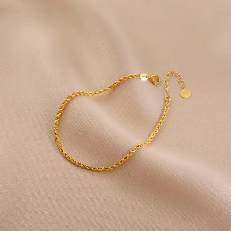 18K Gold Plated Hollow Rope Bracelet