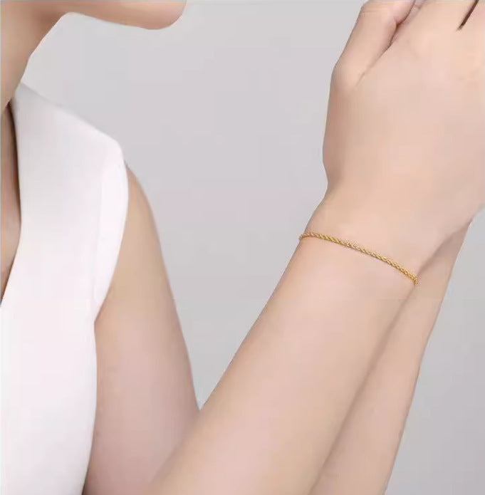 18K Gold Plated Hollow Rope Bracelet