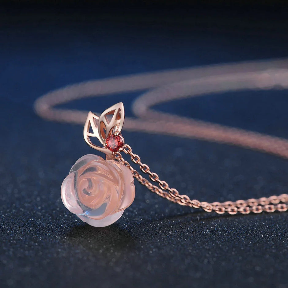 18K Rose Gold Plated Rose Quartz Jewelry Set