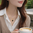 Black And White Double-sided Love Necklace Women's High-end Design Elegant Clavicle Chain