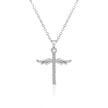 Angel Wings Cross Pendant Necklace For Woman With O Type Stainless Steel Chain Necklace Jewelry Gift