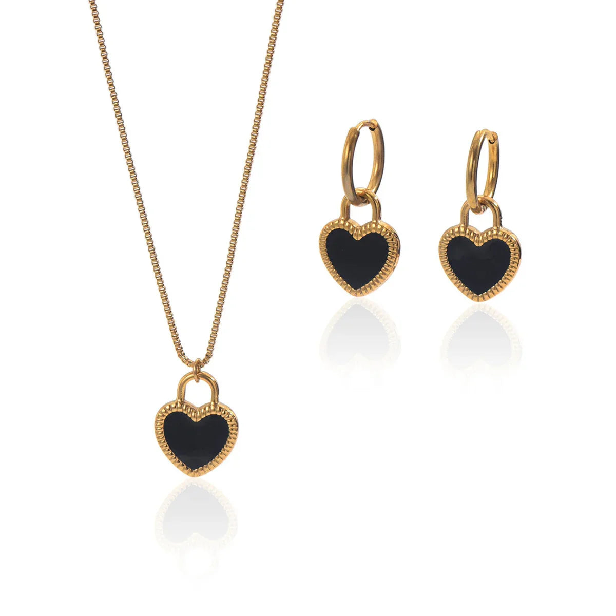 18K Gold Plated Heart Mirror Jewelry Set