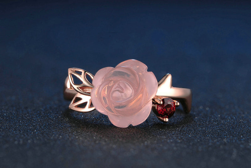 18K Rose Gold Plated Rose Quartz Jewelry Set
