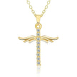 Angel Wings Cross Pendant Necklace For Woman With O Type Stainless Steel Chain Necklace Jewelry Gift