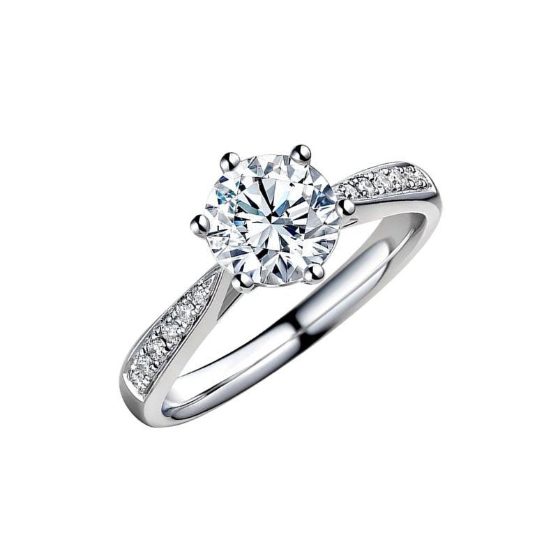 Moissanite Sterling Silver 18K White Gold Plated Ring
