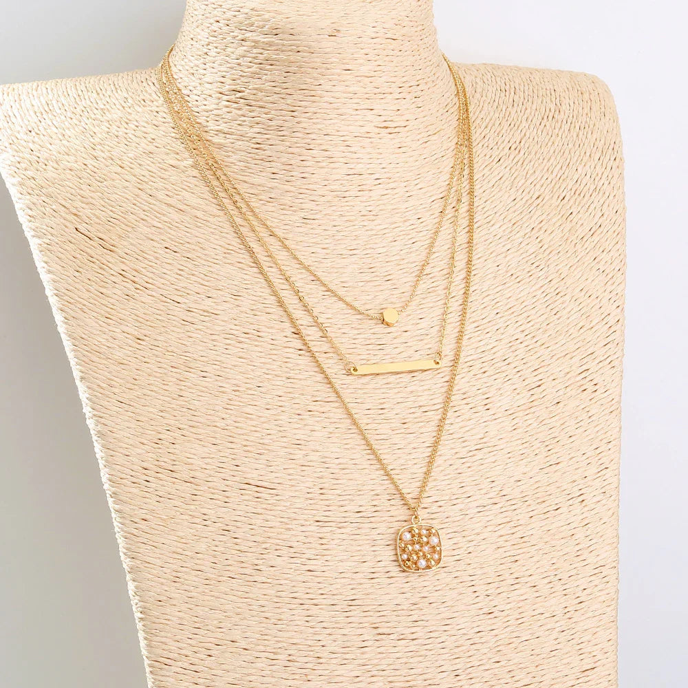 Fashion multi-layer gold necklace personality multi-layer Geometric Pineapple Pendant Jewelry woman