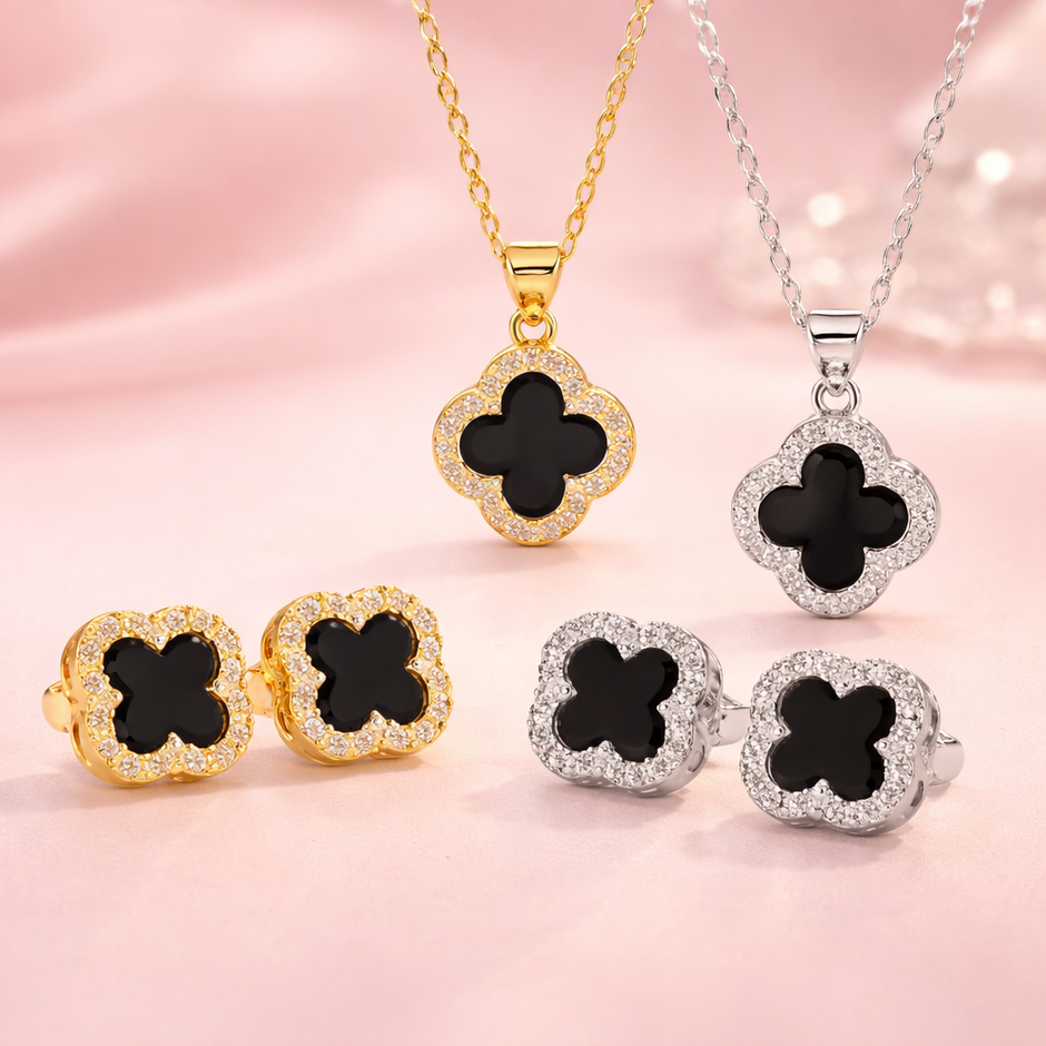 Silver Four-leaf Clover Necklace Pendant Women's Accessories