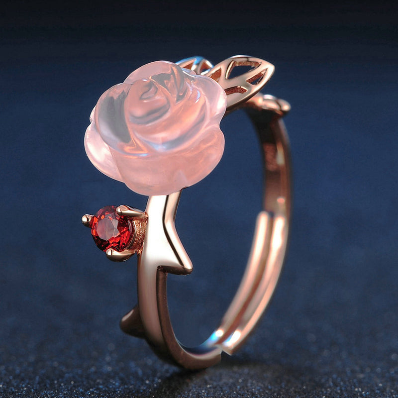 18K Rose Gold Plated Rose Quartz Jewelry Set