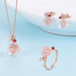 18K Rose Gold Plated Rose Quartz Jewelry Set