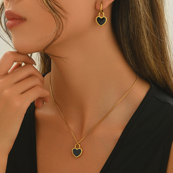 18K Gold Plated Heart Mirror Jewelry Set