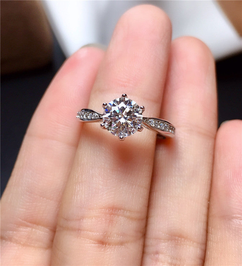 Moissanite Sterling Silver 18K White Gold Plated Ring