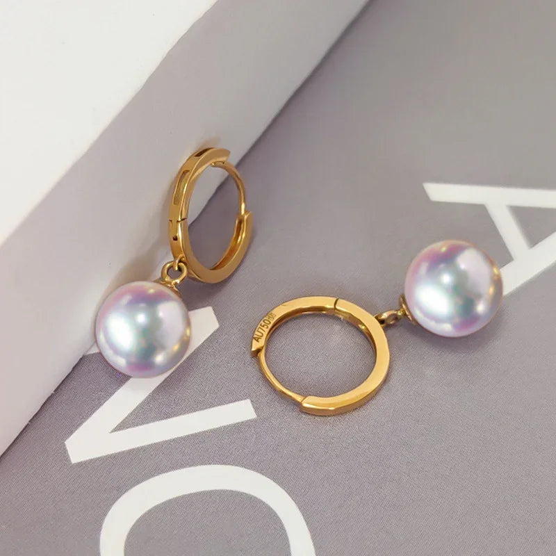AU750 18K Gold Freshwater Pearl Earrings