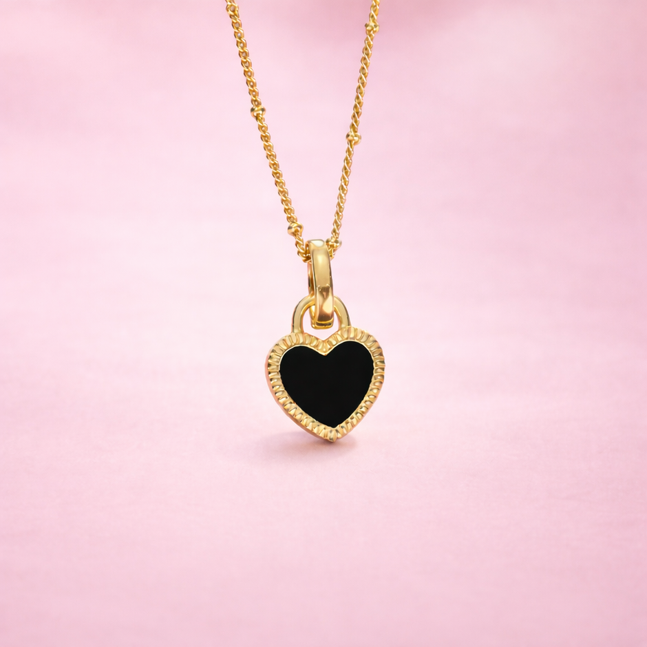 Black And White Double-sided Love Necklace Women's High-end Design Elegant Clavicle Chain