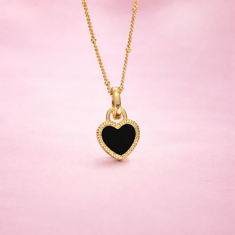 Black And White Double-sided Love Necklace Women's High-end Design Elegant Clavicle Chain