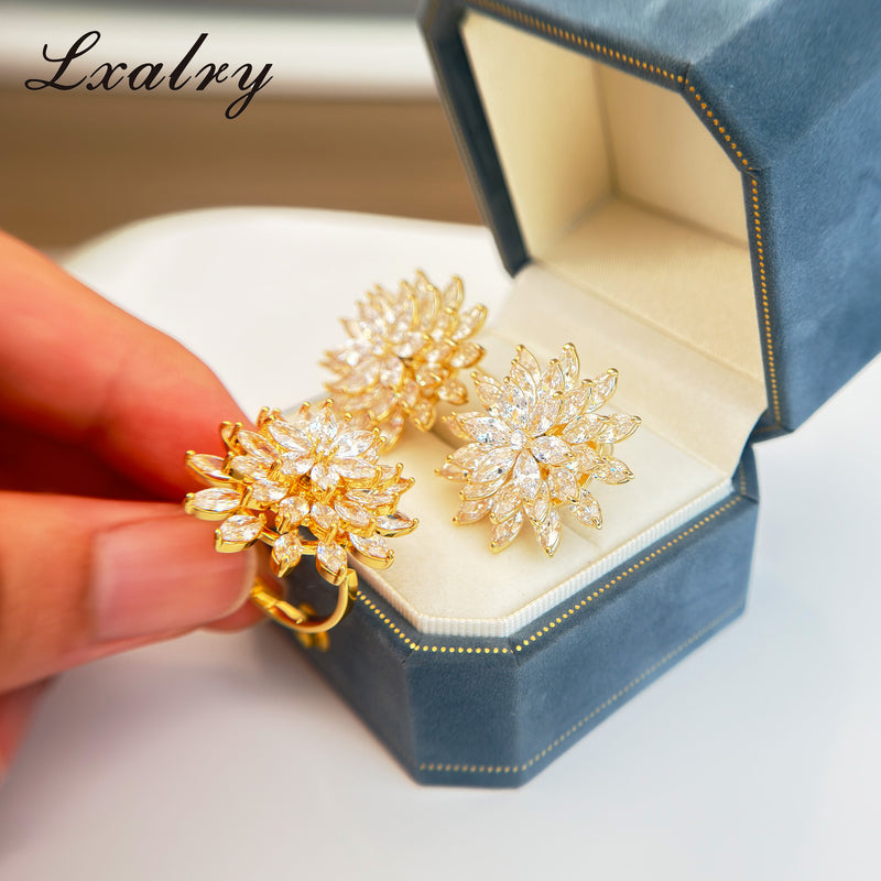18K Gold Plated Baroque Flower Jewelry Set