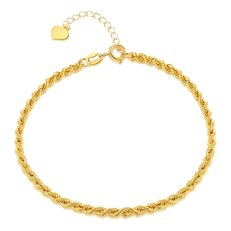 18K Gold Plated Hollow Rope Bracelet