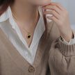 Black And White Double-sided Love Necklace Women's High-end Design Elegant Clavicle Chain