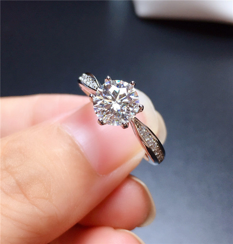 Moissanite Sterling Silver 18K White Gold Plated Ring
